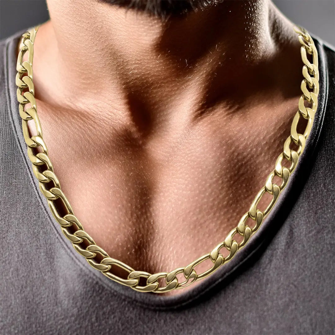 mens gold 8mm figaro chain